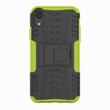 Étui De Pneu De Voiture TPU Antichoc étui compatible avec iPhone XR Avec Support - Vert Étui De Pneu De Voiture TPU Antichoc étui compatible avec iPhone XR Avec Support - Vert