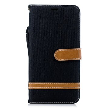 Tissu Cuir compatible avec iPhone XS Max Bookcase Wallet Case Standard - Noir Marron Tissu Cuir compatible avec iPhone XS Max Bookcase Wallet Case Standard - Noir Marron