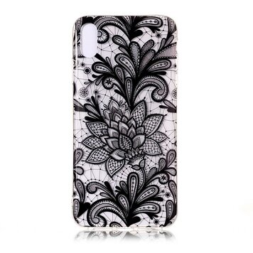 Fleurs de henné transparentes coque en TPU compatible avec iPhone XS Max - Noir Fleurs de henné transparentes coque en TPU compatible avec iPhone XS Max - Noir