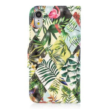 Couverture Booklet case jungle feuilles design compatible avec iPhone XR - Feuilles
