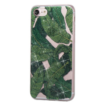 Coque TPU Poudre Pailletée compatible avec iPhone 7 8 SE 2020 SE 2022 - Feuilles Vertes Coque TPU Poudre Pailletée compatible avec iPhone 7 8 SE 2020 SE 2022 - Feuilles Vertes