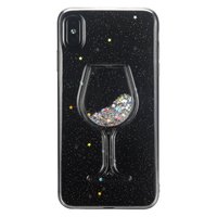 Étui transparent en verre à vin scintillant pour iPhone XS Max - Glitter