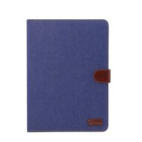 Étui portefeuille pour iPad 2018 de 12,9 pouces avec texture de jeans - Bleu marron