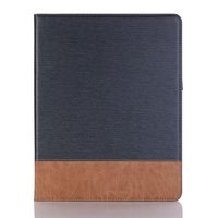Étui portefeuille en cuir avec texture de ruban en cuir iPad Pro 12,9 pouces 2018 - bleu marron