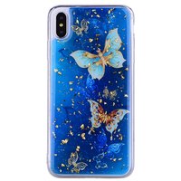 Étui à paillettes pour papillons TPU or iPhone XS Max - Bleu