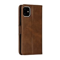 Portefeuille en cuir étui bibliothèque étui iPhone 11 - marron