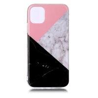 Étui pour iPhone 11 en pierre naturelle rose blanc noir avec motif en marbre