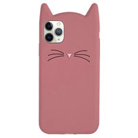 Coque iPhone 11 Pro Max Silicone Chaton 3D - Protection Rose