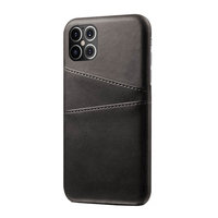 Étui en similicuir avec fente pour carte pour iPhone 12 Pro Max - Noir