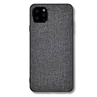 Étui en tissu et à texture de tissu pour iPhone 12 et iPhone 12 Pro - gris