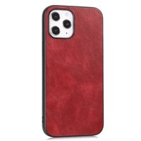 Étui en similicuir aspect cuir pour iPhone 12 et iPhone 12 Pro - rouge
