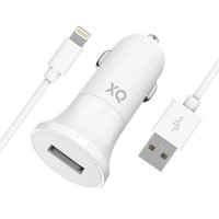 XQISIT Cigarette Plug Car Charger 2.4A 1 port USB-A - Câble Lightning Blanc