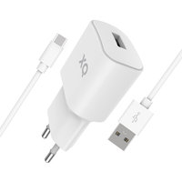 Adaptateur secteur XQISIT 2.4A 1 port USB-A - Câble de charge USB-A vers USB-C 1 mètre