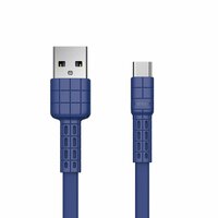 Chargeur de câble plat USB-A vers USB-C Remax Armor Câble de charge de charge rapide - Bleu