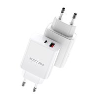 Chargeur Dux Ducis Adaptateur USB-A et USB-C 20W PD 20W Adaptateur secteur QC 18W - Blanc