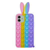 Coque en silicone Bunny Pop Fidget Bubble pour iPhone 11 - Rose, jaune, bleu et violet