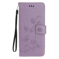 Étui portefeuille en similicuir à fleurs pour iPhone 13 - Violet