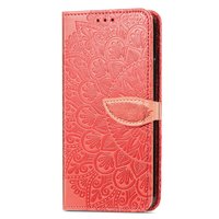 Étui Portefeuille En Faux Cuir Mandala Pour iPhone 13 Mini - Rouge
