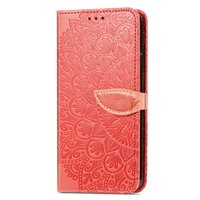 Étui Portefeuille En Faux Cuir Mandala Pour iPhone 13 - Rouge
