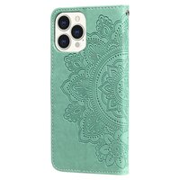 Étui Portefeuille En Faux Cuir Mandala Pour iPhone 13 Pro - Vert