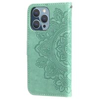 Étui Portefeuille Portefeuille En Faux Cuir Mandala Pour iPhone 13 Pro Max - Vert