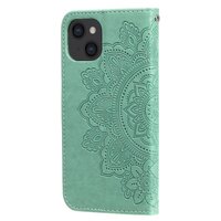 Étui Portefeuille En Faux Cuir Mandala Pour iPhone 13 - Vert
