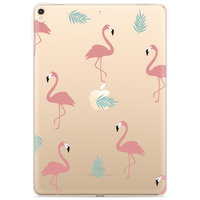 Just in Case Slim TPU Flamingos and Leaves Cover pour iPad 10.2 (2019 2020 2021) - Transparent