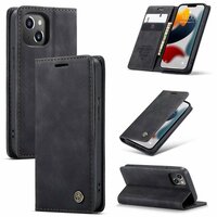 Étui portefeuille en similicuir Caseme Slim Retro Wallet pour iPhone 13 - Noir
