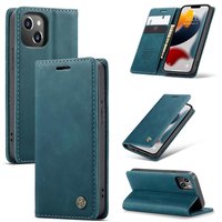 Étui portefeuille en similicuir Caseme Slim Retro Wallet pour iPhone 13 - Bleu