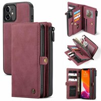 Étui en cuir fendu Caseme Luxe XL Wallet pour iPhone 13 mini - rouge