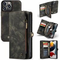 Étui en cuir fendu Caseme Retro Wallet pour iPhone 13 Pro - noir