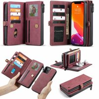 Étui en cuir fendu Caseme Luxe XL Wallet pour iPhone 13 Pro - rouge