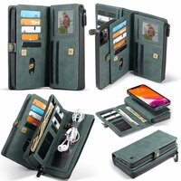 Étui en cuir fendu Caseme Luxe XL Wallet pour iPhone 13 Pro - bleu