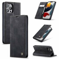 Étui portefeuille en similicuir Caseme Slim Retro Wallet pour iPhone 13 Pro Max - Noir
