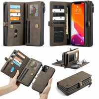 Étui portefeuille en cuir fendu Caseme Luxe XL Wallet pour iPhone 13 Pro Max - marron