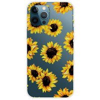 Coque en TPU Sunflower avec tournesols pour iPhone 14 Pro - transparente et jaune