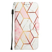 Étui en similicuir Rose Marble Wallet pour iPhone 14 Pro - blanc et rose