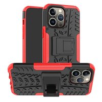 Coque anti-dérapante en plastique et TPU Shockproof Kickstand pour iPhone 14 Pro - rouge