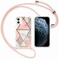 Coque en TPU Just in Case avec cordon pour iPhone 12 et iPhone 12 Pro - marbre rose