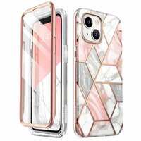 Coque Supcase Cosmo Case Marble pour iPhone 13 et iPhone 14 - or rose