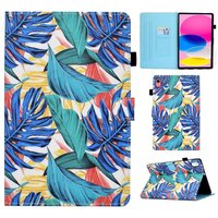 Housse en cuir artificiel Tropical Bookcase pour iPad 10e génération 10,9 pouces 2022 - bleu