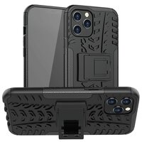 Béquille Antichoc En Plastique Antidérapant Et Étui TPU Pour IPhone 12 Pro Max - Noir