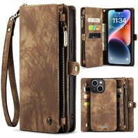 Étui portefeuille Caseme Vintage pour iPhone 15 Plus - marron