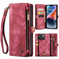 Étui portefeuille Caseme Vintage pour iPhone 15 Plus - Rouge