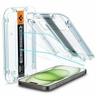 Spigen Glass Mounting Frame EZ FIT 2 Pack AGL06883 Protecteur d'écran pour iPhone 15 Plus - Transparent