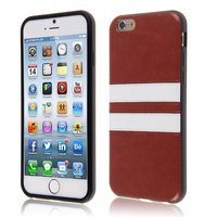 Housse en cuir pour iPhone 6 6s - Etui en TPU marron rayures blanches