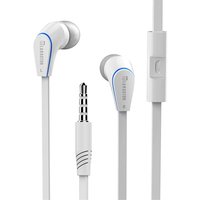 Écouteurs intra-auriculaires Langston Câble plat 3,5 mm Micro écouteurs blanc Câble Noodle