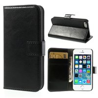 Étui et portefeuille en cuir noir pour iPhone 5 5s SE 2016 Cover portefeuille en cuir