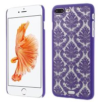 Étui rigide violet motif henné Coque transparente iPhone 7 Plus 8 Plus