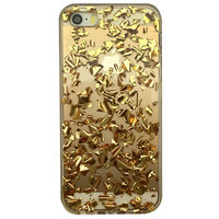 Coque en TPU transparente avec feuille d'or iPhone 5 5s SE 2016 - Dorée